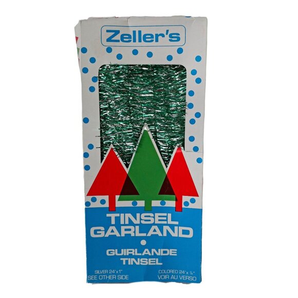 Vintage Christmas Tree Tinsel Garland Green & Silver 24 Ft 1970's - Picture 1 of 3